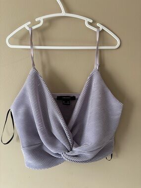 Forever 21 Lilac Twist-Front Ribbed Cropped Cami